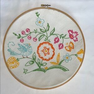 Cottagecore Floral  Embroidery Hoop Art 11”